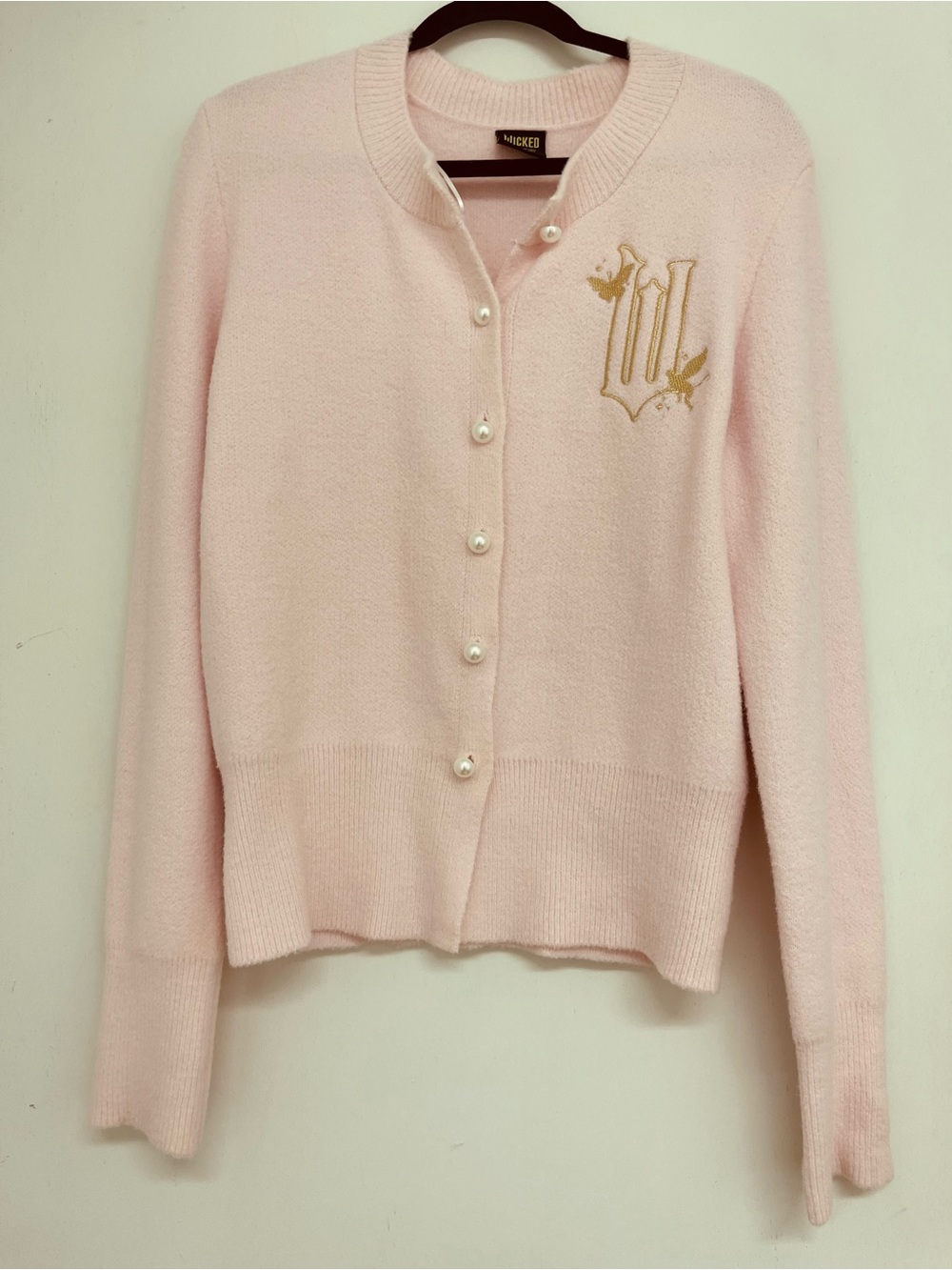 Wicked Pale Pink Pearl-Button Cardigan Sweater